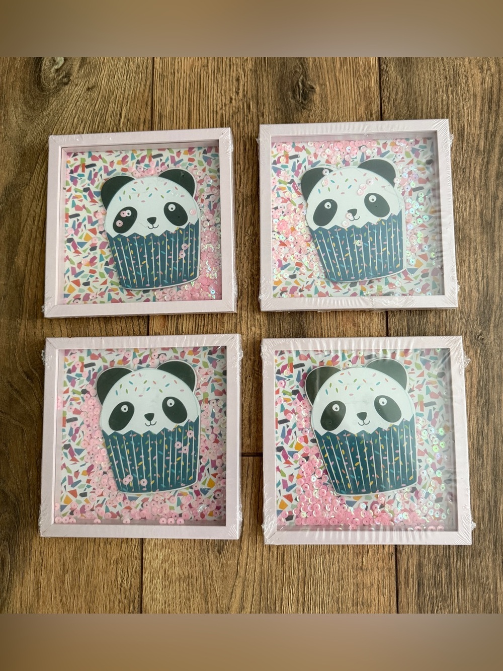 Panda Bear Cupcake Frame Décor Bundle of 4 by Greenbrier International - NWT